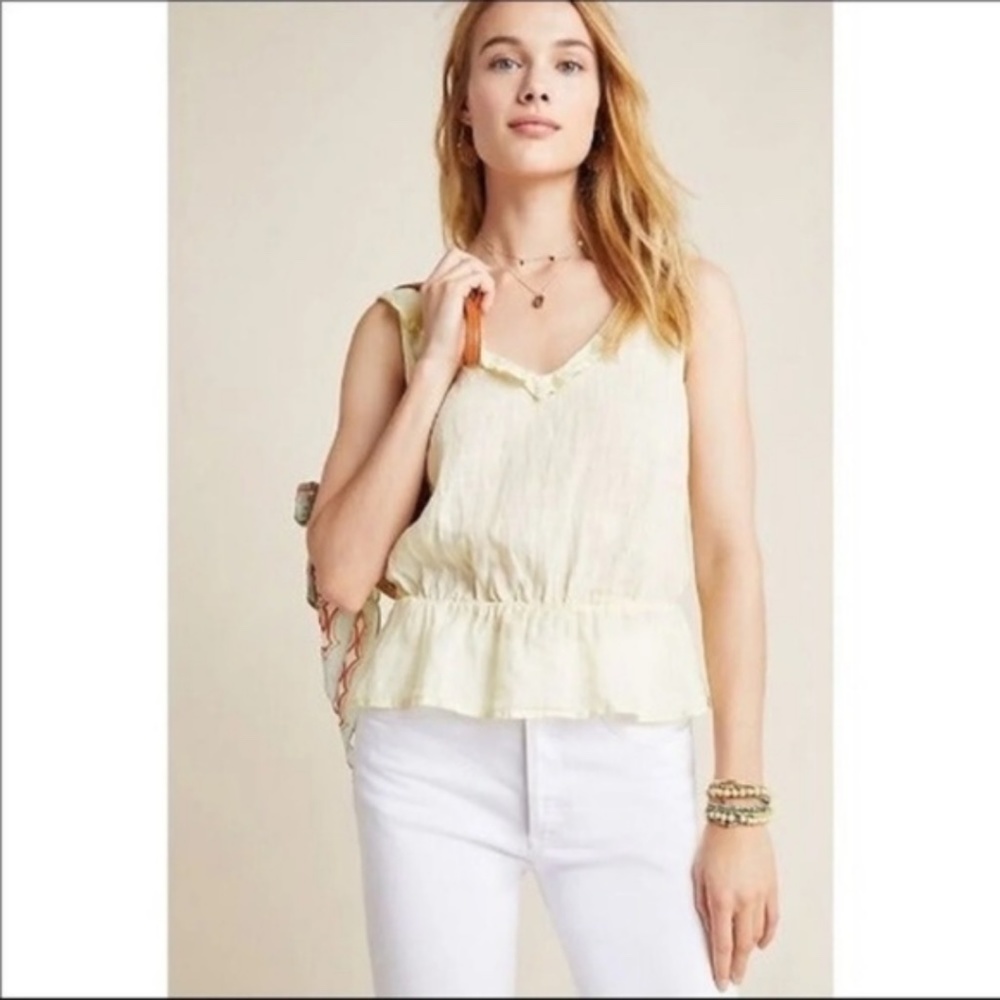 Anthropologie linen peplum tank NWT SZ L - Picture 2 of 9